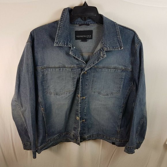 Kenneth Cole Denim Blue Long Sleeve Shirt Men's XL Casual Button Up - Picture 1 of 12